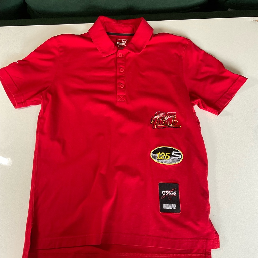 Puma Red Polo Shirt Embroidered Ferrari Formula One Size Small Men